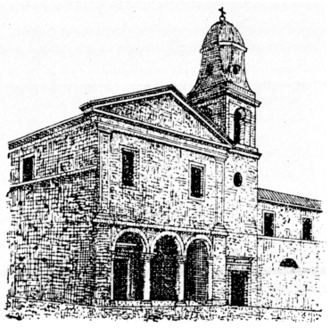 Historical drawing of the elevation of the Convento di San Francesco in Padula.